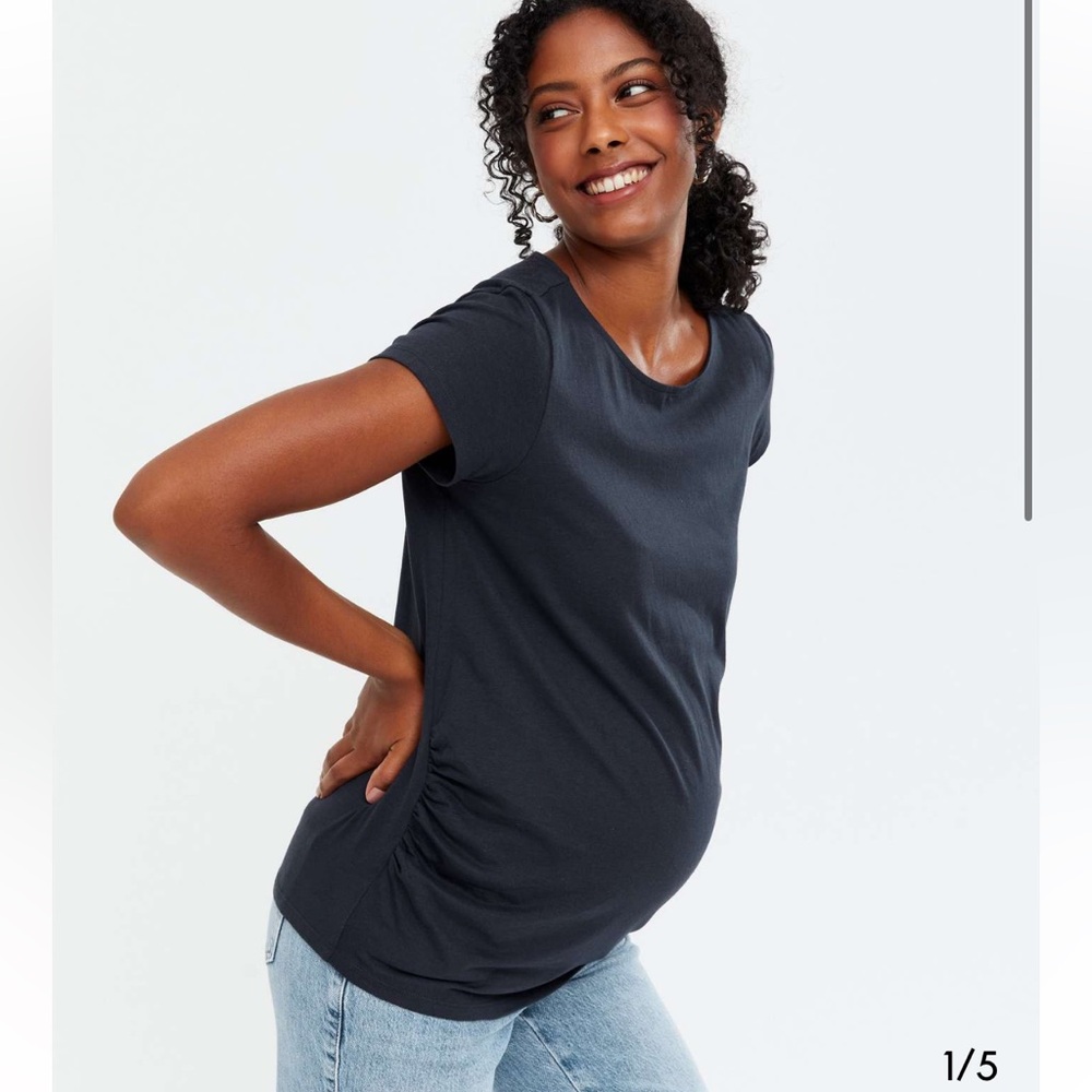 NWT New Look Navy Maternity Short Sleeve T-Shirt in Size 6